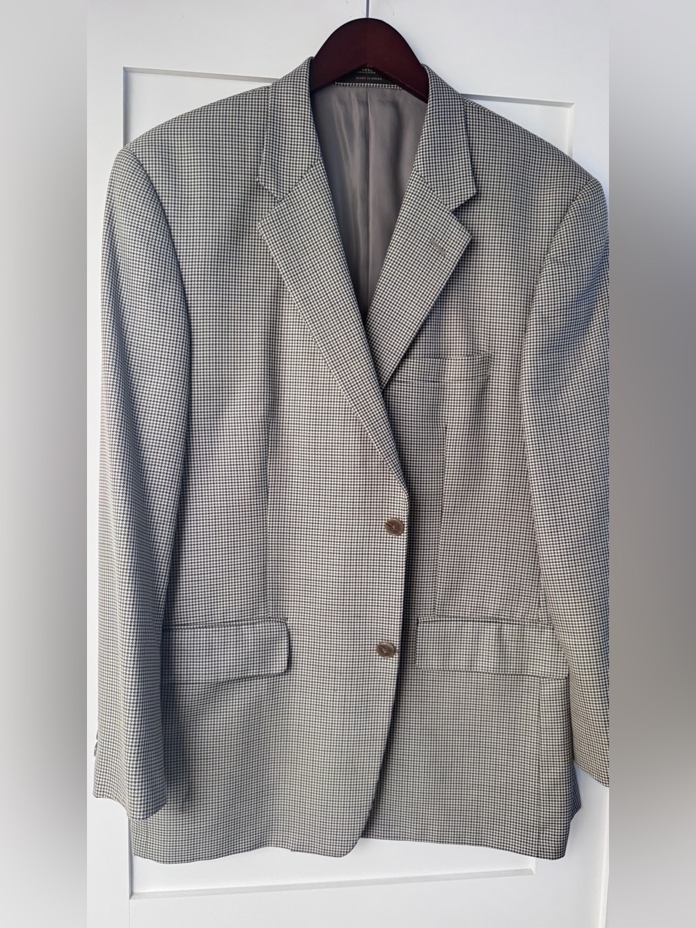 Tasso Elba Black & White Micro-Houndstooth Wool Cashemire Coat Large never worn